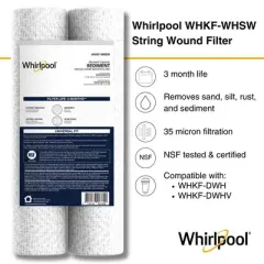 Whirlpool 10" x 2.5" String Wound Whole House Water Filter,35 Micron, NSF Certified, WHKF-WHSW
