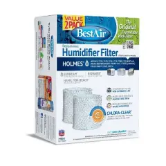 BestAir 2pk H64 Humidifier Replacement Filter for Holmes Humidifiers: Wick Filter, Captures Minerals & Bacteria, 10.1" Height