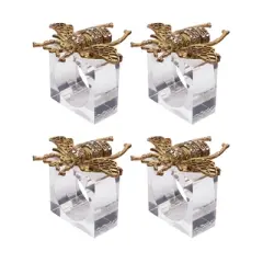 Saro Lifestyle Buzzing Bee Beaded Napkin Ring (Set of 4), Gold