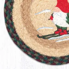 Earth Rugs Suzanne Pienta Hand-Stenciled Skiing Gnome Round Jute Trivet