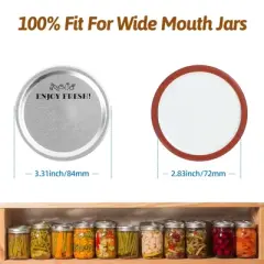 LotFancy Wide Mouth Canning Lids, 86mm Metal Mason Jar Lids for Ball, Kerr Jars, 114 Counts