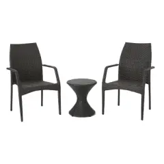 Christopher Knight Home Landry Outdoor Wicker 3 Piece Stacking Chair Chat Set, Multibrown