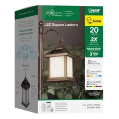 Feit Electric OneSync 4 in. Solar Power Metal Square Hanging Pathway Light Bronze