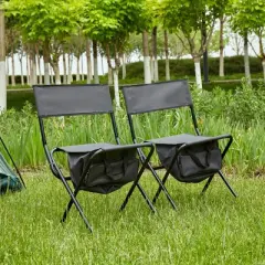 KTMBDW Portable Camping Chair, Cushioned Seat & Back with with Storage Pockets, Outdoor Camping, Picnics and Fishing