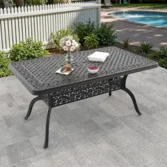 59.06" L x 35.43" W Rectangular Cast Aluminum Patio Table with 1.88" Umbrella Hole