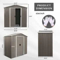 LOVMOR 6ft x 6ft Outdoor Metal Storage Shed with Metal Floor Base ,With window