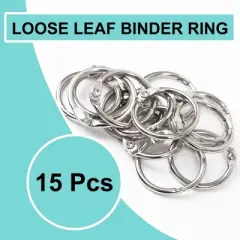 Unique Bargains Index Cards Scrapbook Photo Album Loose Leaf Metal Book Rings Silver Tone 15 Pcs