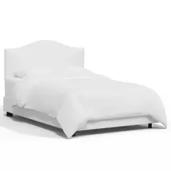Full Janeth Curved Bed Velvet White - Skyline Furniture