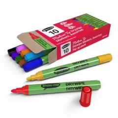 Show-me&reg; Medium Tip Dry Erase Markers, Assorted Colors, Box of 10