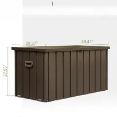 DSVIMOY 150GAL Outdoor Storage Deck Box with 4 Wheels, Large Patio Storage Bin for Outside Cushions, Brown, 49.41"*29.57"*27.95"