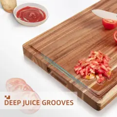 xtra Large Acacia Wood Cutting Board for Kitchen, Wood Cutting Boards With Groove, Butcher Block and Chopping Board for Meat and Vegetables