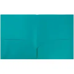 JAM 6pk POP 2 Pocket School Presentation Plastic Folders Teal