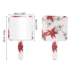 Unique Bargains Floral Square Handheld Mirror White Green Red 1 Pc