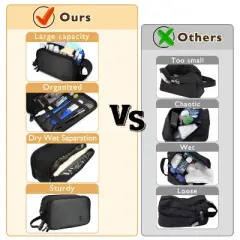 Tirrinia Travel Toiletry Bag for Men, Waterproof Leak-Proof Toiletries Organizer Dopp Kit Pouch for Gym, Daily Use & Essentials Storage