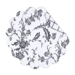 C&F Home Bleighton Black Round Cotton Placemat Machine Washable Set of 6