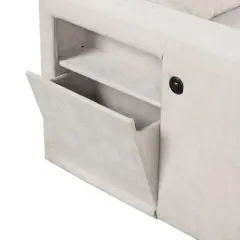 NicBex Couches for Living Room L-shaped Sectional Sofa Upholstered Sofa Couch with Storage Space,  USB Ports, and Cup Holders on the Armrests