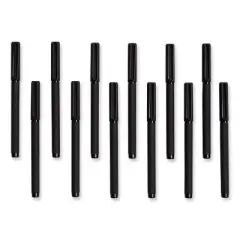 U Brands Catalina Soft Touch Porous Point Pen, Stick, Fine 0.7 mm, Black Ink, Black Barrel, Dozen