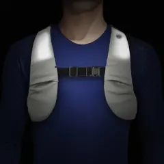 GreatShield GLO Waterproof Reflective Running Vest, LED Reflective Vest for Night Walking and Cycling, 2 Front Pockets Running Gear - Gray (L Size)