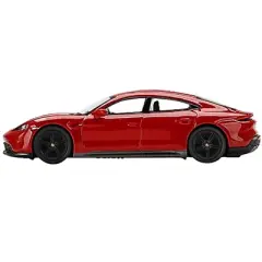 Porsche Taycan Turbo S Carmine Red Limited Edition to 2400 pieces Worldwide 1/64 Diecast Model Car by True Scale Miniatures