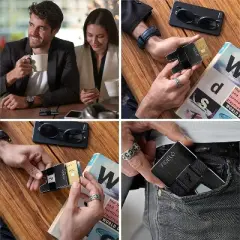 Fidelo Aluminum Slim Pop Up Wallet With Money Clip - Black