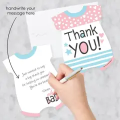 Big Dot of Happiness Baby Gender Reveal - Shaped Thank You Cards - Team Boy or Girl Party Thank You Note Cards with Envelopes - Set of 12