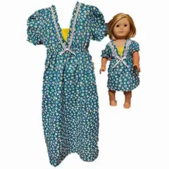 Doll Clothes Superstore Size 5 Green Flower Matching Girl And Doll Nightgowns