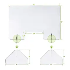 Costway 1/2PCS 24'' x 16'' Protective Plexiglass Sneeze Guard Acrylic Shield for Counter