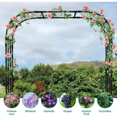 DoCred Garden Arch Trellis for Climbing Plants, 87'' H Large Garden Trellis OutdoorMetal Plant Support Trellis Archway Arbor Tunnel Trellis