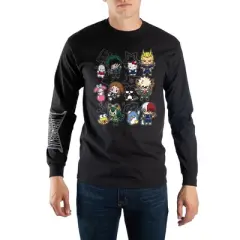 Hello Kitty & My Hero Academia Anime Cartoons Mens Black Shirt