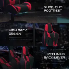 BlackArc Faux Leather Reclining Gaming Chair - Height Adjustable Pivot Arms, Pull-Out Footrest, Headrest & Lumbar Pillows