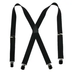 CTM Men's Elastic with Anti Slip Pin Clip 1 1/2 Inch Solid Suspenders