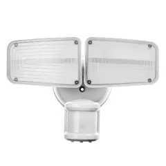 Home Zone Security&reg; 3,000-Lumen Twin-Head Halo Dual-Brightness LED Security Floodlight in White