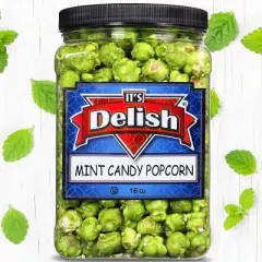 Mint Candy Popcorn by It's Delish, 16 Oz Jumbo Reusable Container