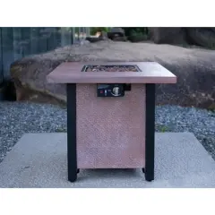 25" H Outdoor Patio Propane Gas Fire Pit Table - 50,000 BTU High-temperature-resistant carving process for of rattan weaving grain