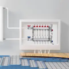 VEVOR 6-Branch Radiant Heat Manifold, 1/2" PEX Tubing Manifold, Stainless Steel PEX Manifold for Hydronic Radiant Floor Heating, Silver