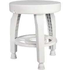 HealthSmart Swivel Shower Stool Seat with Storage Shelf, Rotating Shower Chair for Bathtub, Tool-Free Assembly, White