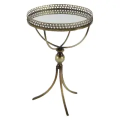 Metal and Glass Round Pedestal Table Gold - Olivia & May