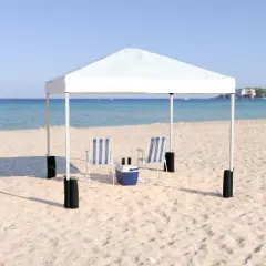 Emma and Oliver 10'x10'  Weather Resistant, UV Coated Pop Up Canopy Tent with Sandbags and Wheeled Case