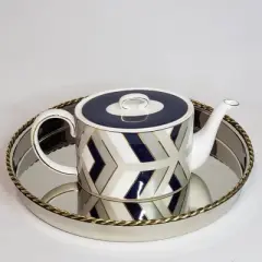 Jiallo Gold Stainless Steel Round tray w/twisted border 10.5" dia