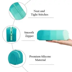 INFURNIC Pencil Cases Kids Large Capacity Waterproof Zipper Pouch Extra Big Pencil Bag for School Supplies Art Tools, Green, 8.3"*2.8"*0.5"