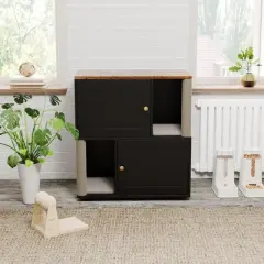 2 Tiered Cat Litter Box Enclosure for 2 Boxes