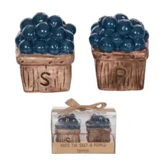 Transpac Ceramic Blueberry Basket Salt and Pepper Shaker Set of 2 Home Decor Patriotic Kitchen Accessories