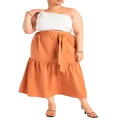 ELOQUII Women&rsquo;s Plus Size Wrap Waist Maxi Skirt