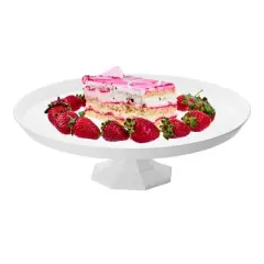 Smarty Had A Party 10.5" White Small Round Plastic Cake Stands - 12 pcs