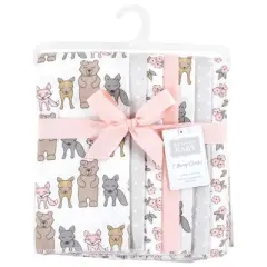 Hudson Baby Infant Girl Cotton Flannel Burp Cloths, Wild Forest Pink 7-Pack, One Size