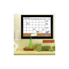 Quartet Magnetic Cork & Dry Erase Calendar Whiteboard Espresso Frame 814928