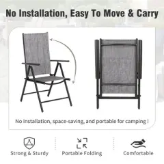 Captiva Designs 9pc Patio Adjustable Steel Rectangle Dining Table & Textilene Reclining Foldable Chairs