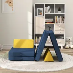 TopComfy Baby and Toddler Learning Toy Modular Play Couch for Creative Play and Comfort for Playroom, Blue, 59.1"*26"*17.9"