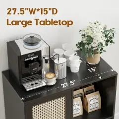 SEVOBAL 47" Sideboard Cabinet Storage Bar Cabinet with Rose Racks Buffet Cabinet for Home Living Room Kitchen Entryway, Black, 15"*27.5"*33.8"