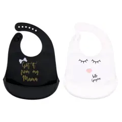 Little Treasure Baby Girl Silicone Bibs 2pk, Mama, One Size